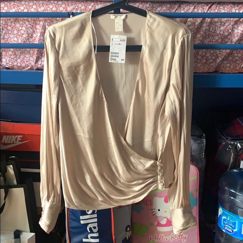 Champagne v neck blouse